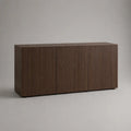 Sideboard mit 4 Türen aus MDF und Spanplatte, geriffelt, Walnussbraun, 180 × 40 × 80 cm