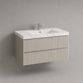Wandhängender 2-teiliger Waschtischunterschrank mit Waschbecken aus MDF und Sanitärkeramik, Beige/Weiß-Hellgrau, 80 × 46 × 55 cm