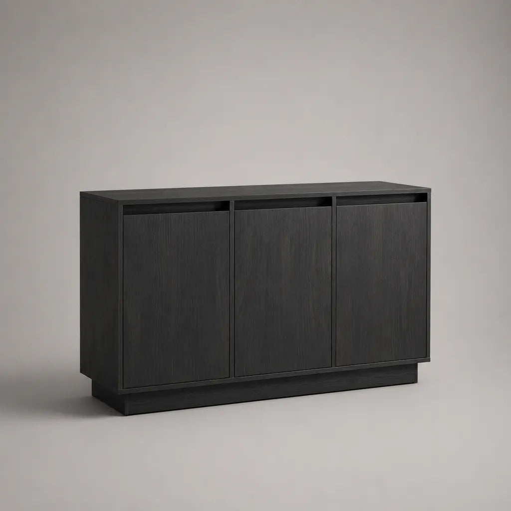 Sideboard aus MDF und Spanplatte mit 3 Türen, Schwarz, 120 × 40 × 80 cm
