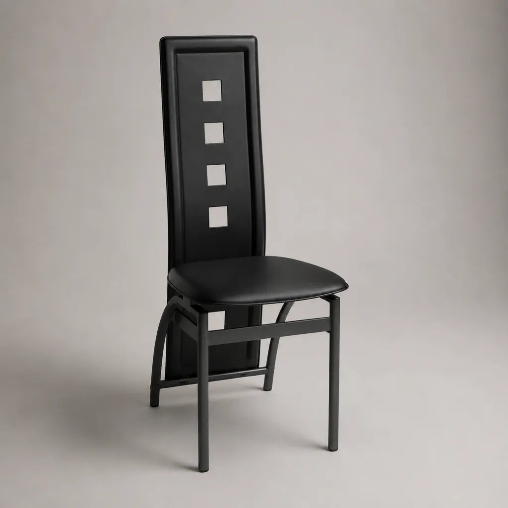 Esszimmerstuhl Schwarz 42 × 48 × 98 cm mit PU-Kunstleder und Stahlgestell