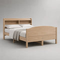 Doppelbett-Bettgestell aus Kiefernholz und MDF mit Regal-Kopfteil, Natur, Liegefläche 140 × 200 cm